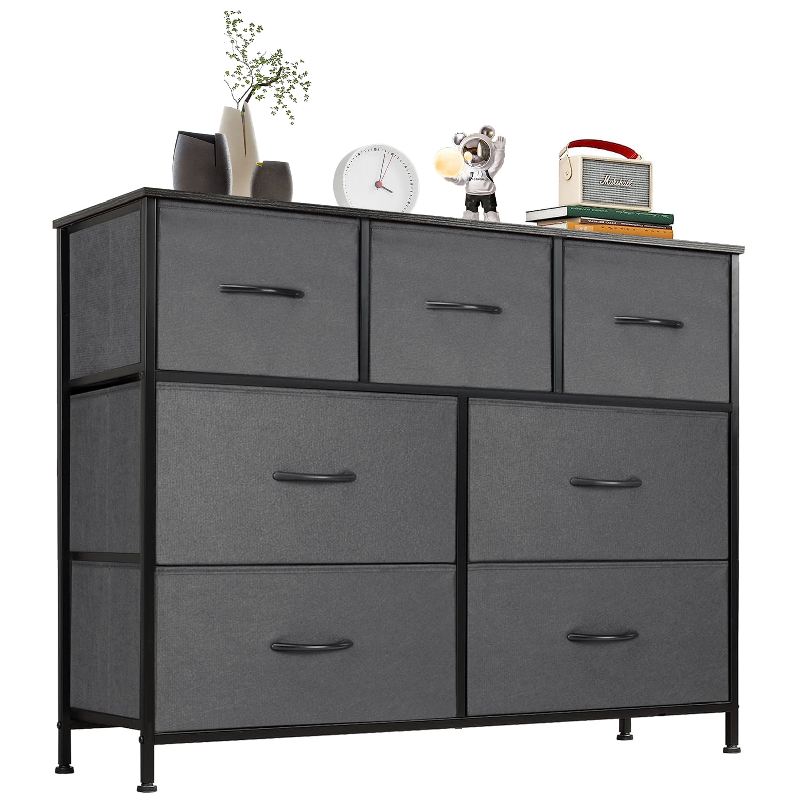 EDX Commode à 7 Tiroirs pour Chambre, Armoire Organisatrice de Rangement en Tissu, Gris