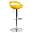 thumbnail image 1 of Contemporary Yellow Plastic Adjustable Height Barstool with Rounded Cutout Back and Chrome Base, 1 of 9