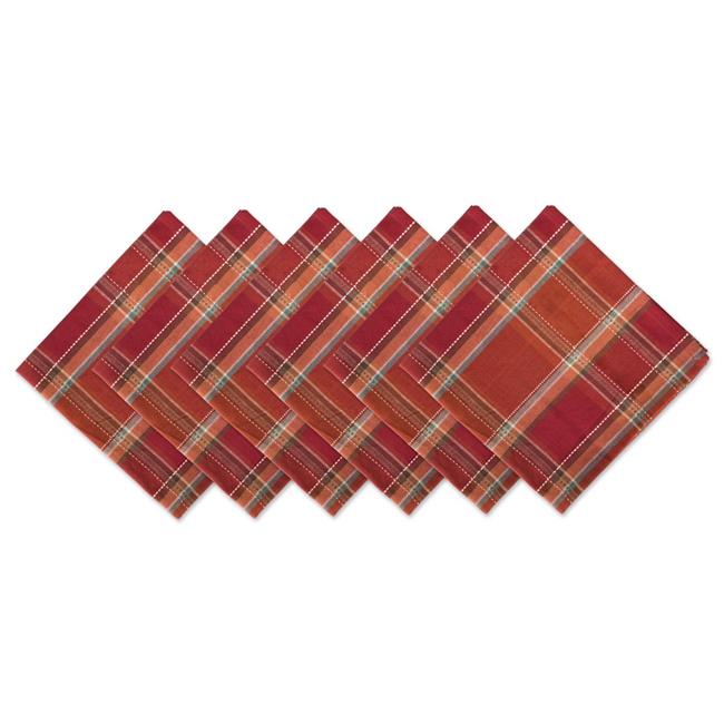Design Imports CAMZ10886 Autumn Spice Plaid Napkin Set - Set of 6