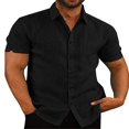 thumbnail image 1 of Mens Linen Button Up Casual Short Sleeve Slim Fit Shirts, 1 of 5
