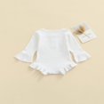 thumbnail image 2 of Baby Girl Knitted Ribbed Long Sleeve Ruffle Romper Bodysuit Onesie Tops, 2 of 6