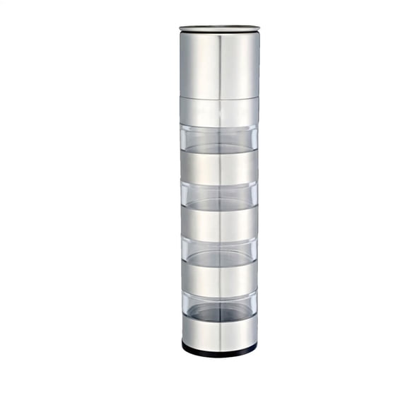 Seasoning Travel 4-in-1 Grinder Kit for Grilling Kitchen Cooking Outdoor Camp RV Compact Organizer, 8.4x2 inch, Silver
