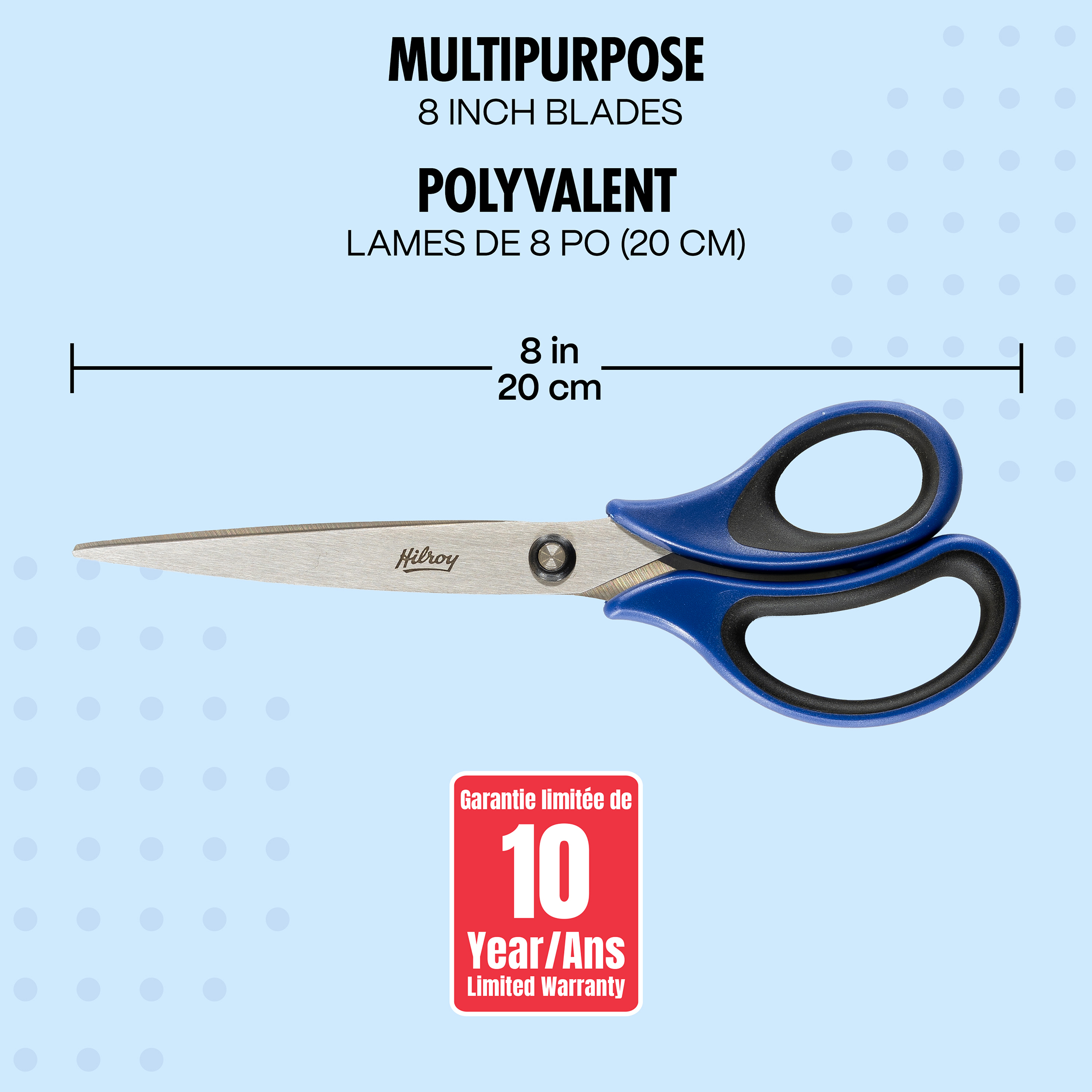 Hilroy Stainless Steel 7-Inch Scissors, Multipurpose Scissors, Blue Handles