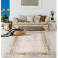 thumbnail image 1 of LaDole Rugs Mustard Grey Bordered Modern Contemporary Minimalistic Area Rug For Living Room Bedroom, 1 of 5