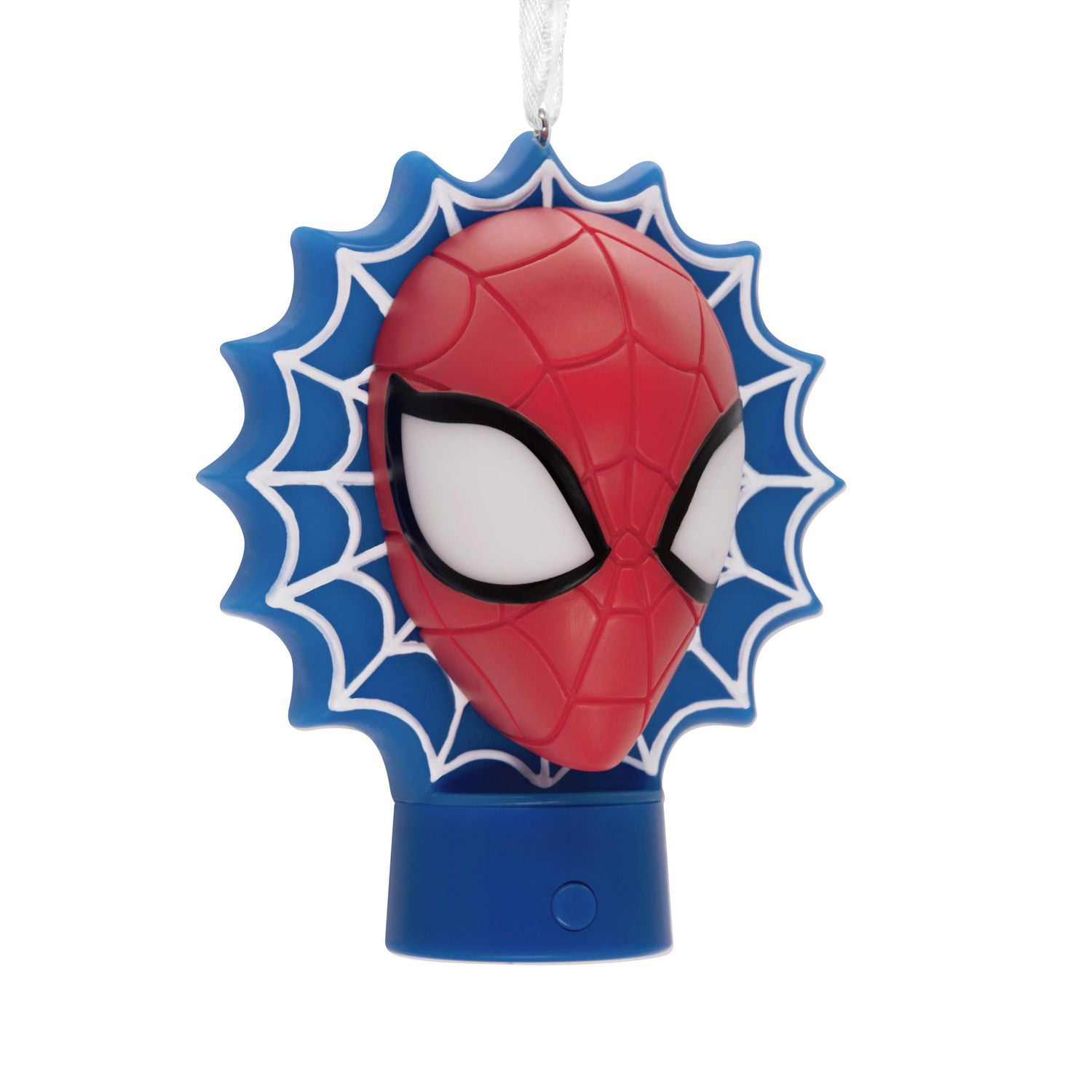 Décoration Hallmark de Noël (Visage de Spider-Man sur une toile, Mavel, décoration lumineuse)