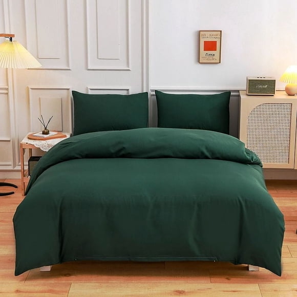 JZCHUNTOY Washed Cotton Bedding 4 Pieces Set, Solid Color Soft Breathable All Season Comforter Cover Set, for Bedroom Guest Room 1.8m Bed