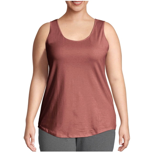 Débardeurs d'Été pour Femmes Grande Taille Confort Sans Manches Hauts Basiques Col Rond Tuniques Athlétiques Amples Décontractés Maillots de Corps Rouge, 5TG