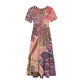 thumbnail image 3 of Dvkptbk Robes d'Été pour Femmes 2024 Mode Décontractée Bohème à Fleurs Robes de Plage Manches Courtes Col Rond Robe d'Été Fluide Maxi Robe de Plage Longue Robe Midi de Plage avec Poches P-2TG, 3 of 3