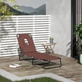 thumbnail image 2 of Outsunny Chaise Longue d'Extérieur Réglable, Chaise Longue de Jardin Pliante avec Trou de Lecture, Siège Inclinable pour Bronzage, Lit de Détente Pliant de Camping/plage avec Coussin de Soutien, Brun, 2 of 10