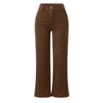 thumbnail image 3 of Pantalon Large pour Femmes Drapé de Rue Couleur Unie en Velours Côtelé Vert L, 3 of 6
