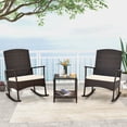 thumbnail image 1 of Costway 3 Piece Patio Rocking Set Wicker Rocking Chairs with 2-Tier Coffee Table Off White, 1 of 9
