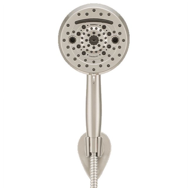 Oxygenics ETL Pomme de Douche 51479 PowerBlast RV; à Main avec Tuyau de 72 Pouces; avec Réglage de Pulvérisation à 10 Fonctions; Sans Valve d'Arrêt; Diamètre Extérieur de 5 Pouces; Longueur de 9-3/4 Pouces; Nickel Brossé; Argent