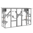 thumbnail image 1 of PawHut Grand Catio Extérieur avec Condos pour Chats, Plateformes, Échelles, Gris, 1 of 10