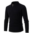 thumbnail image 1 of TIMIFIS Half Zip Pullover Men Turtleneck Knit Sweater Long Sleeve Rib Bottom Hem Shirt pring, 1 of 5