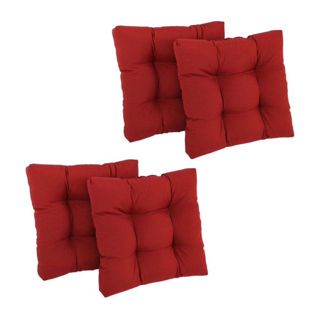 Blazing Needles 19-inch Twill Square Chair Cushion, 19" x 19", Ruby Red 4 Count