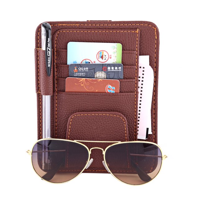 WALFRONT Auto Car Sun Visor Organizer Pouch Bag Card Storage Glasses Holder Clip,Visor Organizer, Visor Card Storage