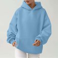 thumbnail image 2 of MeetoTime Women's Oversized Sweatshirt Fall Lightweight Long Sleeve Hoodie Fleece Pocket Pullover Tops, 2 of 6