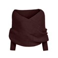 thumbnail image 4 of RXIRUCGD Women's Casual Solid Color Irregular Pullover Solid Color Sweater Shawl( Coffee ), 4 of 5