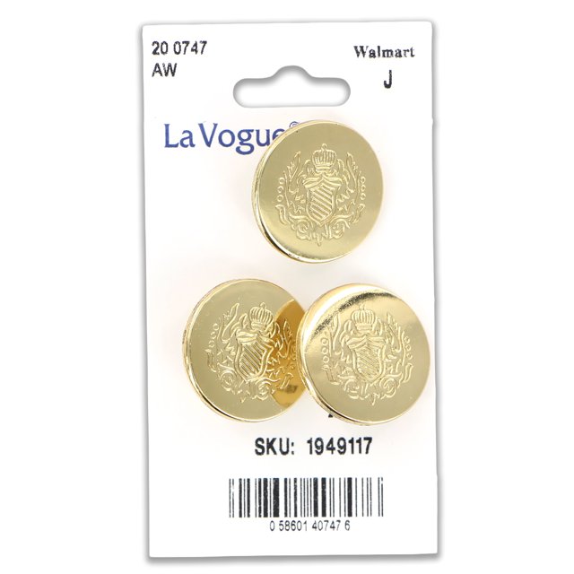 LA VOGUE Shank bouton - or Colour, 22 mm (0.87 in) (Classic Crest Style)