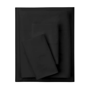 Mainstays 4-Piece 300 Thread Count Black- CVC Cotton Blend Bed Sheet Set, Double (Adult)
