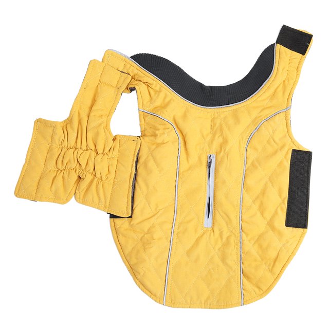 Dog Winter Coat, Reflective Pet Winter Reflective Vest Avoid Hair Loss Thickening Polyester For Dogs For Chihuahuas Yellow