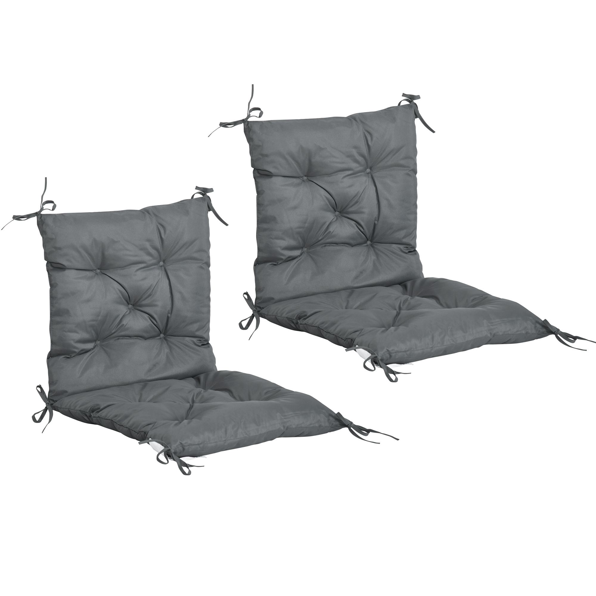Outsunny Ensemble de 2 Coussins de Chaise de Jardin Coussin d'Assise Confortable, Gris Foncé
