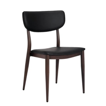 Plata Décor Import Inc. – Chaises de salle à manger modernes et élancées en bois avec revêtement en cuir noir (lot de 4) – Idéales pour les salles à manger, les cuisines, les appartements et les espac