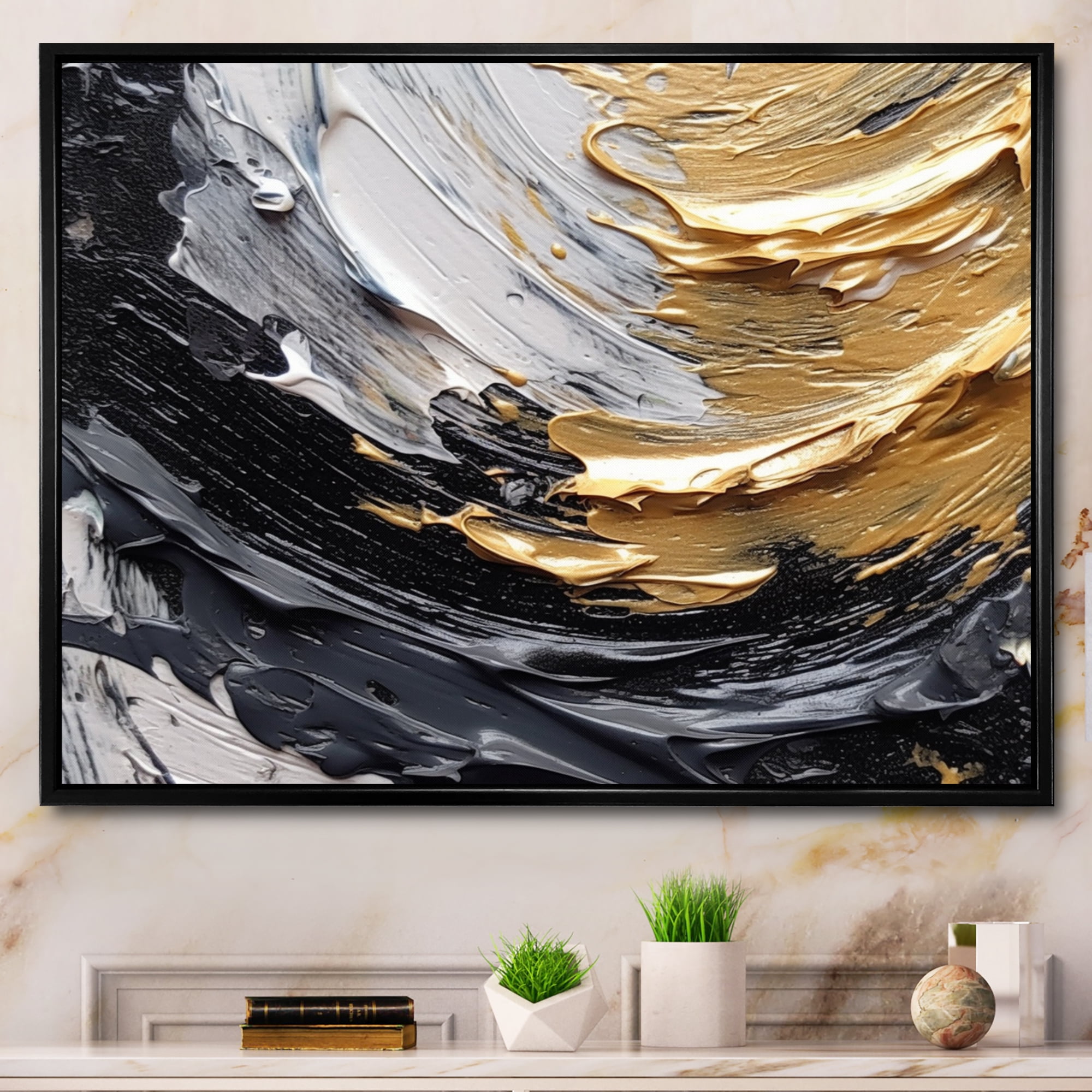 Designart Abstract Spirals Wall Art, Spiral Illusions in Gold and