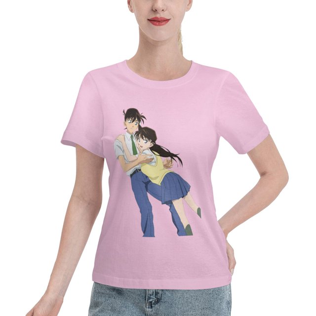 T-Shirt Basique à Manches Courtes pour Femmes Conan and Xiaolan