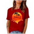 thumbnail image 2 of SMihono Hauts pour Femmes Été Chic Décontracté Mode Femme Imprimé Col Rond Manches Courtes T-Shirt Impression Blouse Ample Hauts T-Shirt Oversize pour Femmes, 2 of 4