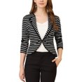 thumbnail image 1 of INSPIRE CHIC Blazer Mince à Rayures pour Femme à Revers Cranté Décoré de Boutons S Noir, 1 of 6