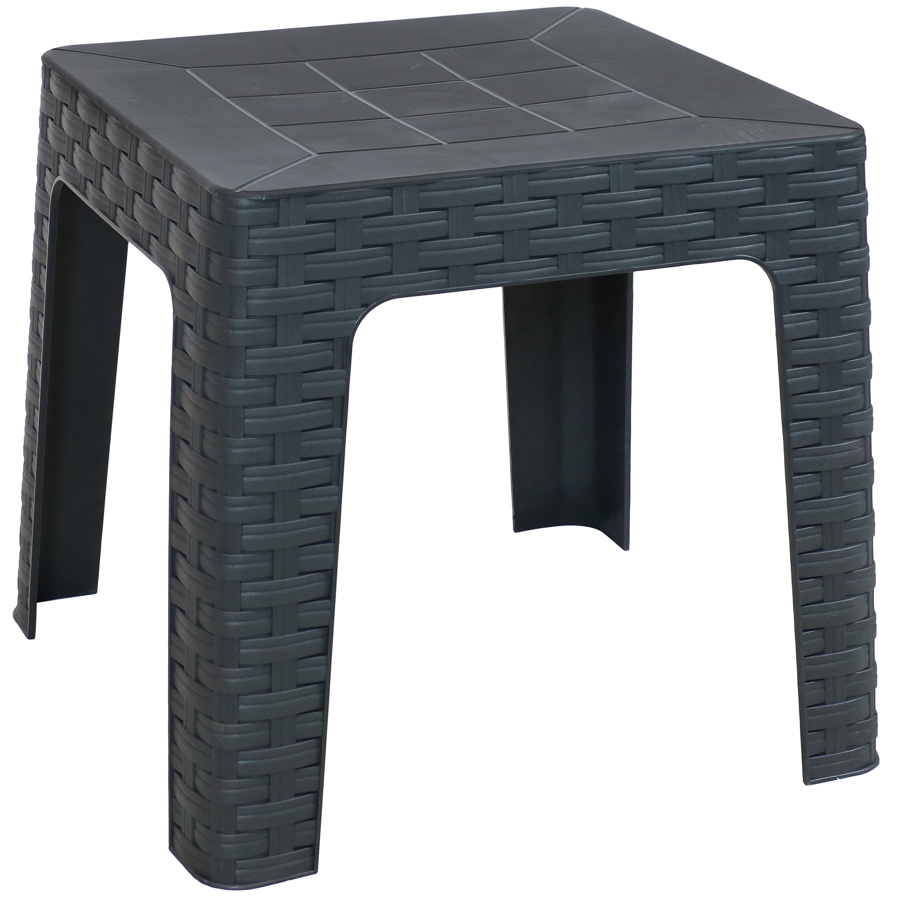Sunnydaze Table d'Appoint Carré de Patio Extérieur en Polypropylène de 18 Pouces - Gris