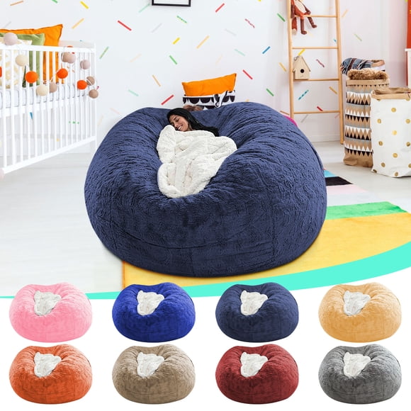 Birdeem Bean Bag Chairs for Adults - Memory Foam Furniture Beanbag Chair - Kids/Teens Sofa with Soft Micro Fiber Cover - Round Fluffy Couch for Living Room Bedroom(No Filler) - 71X35In