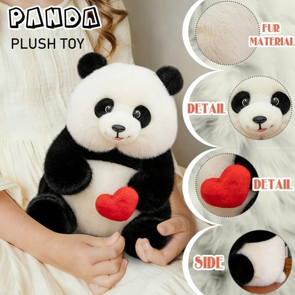 NAOJIE Je t'Aime Panda Peluche Plush Panda avec Cœurs Rouges Jouets en Peluche Doux et Doux Peluches Cadeaux d'Anniversaire Noël