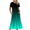thumbnail image 1 of Penkiiy Robe à Manches Courtes pour Femmes à Imprimé Dégradé, Ample, Unie, Décontractée, d'Été, Fluide, à Étages, Longue Maxi avec Poches, m Bleu Pâle, 1 of 7