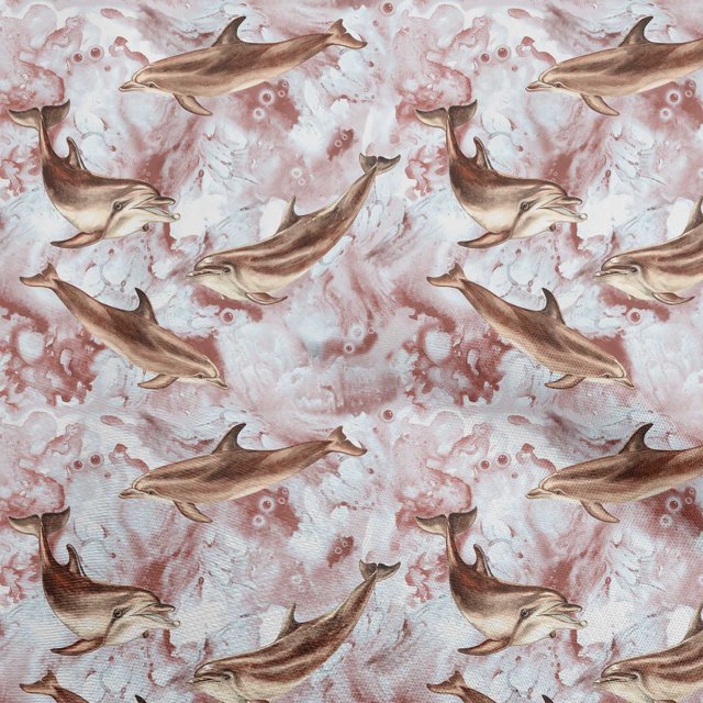 oneOone Rayon Brown Fabric Whale Sewing Material Print Fabric By The Yard 56 Inch Wide