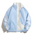 thumbnail image 2 of Dagegui Mens Bomber Jacket Lightweight Stand Collar Windbreaker Spring Fall Casual Jackets with Pockets Sky Blue M, 2 of 4