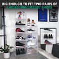 thumbnail image 2 of OLLIE XL Shoe Storage Boxes – Foldable and Stackable Shoe Storage Organizer for Closet – Clear HardFor Up to Size 13 – Acrylic Shoe Box Storage Containers for Jordan, Sneakers, Boots (12-Pack, Black), 2 of 5