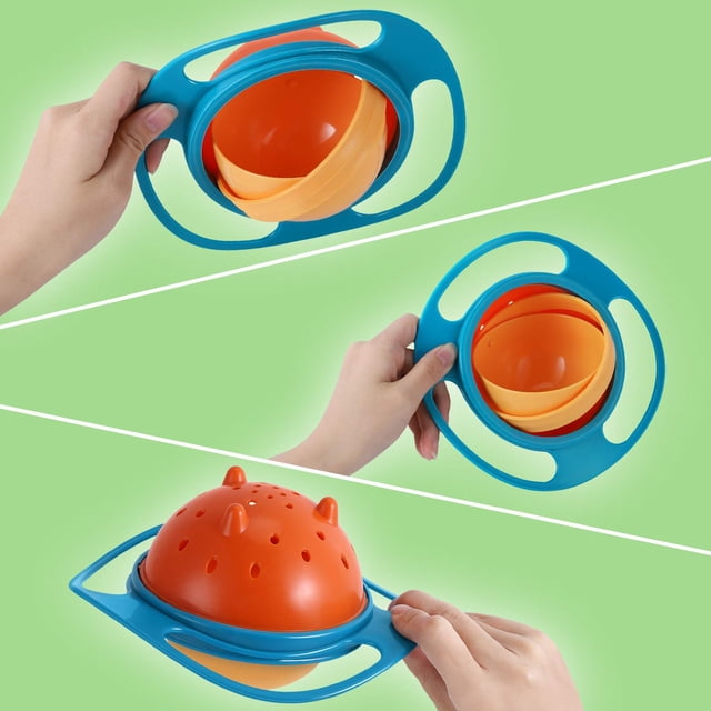 Gyro Bowl Practical Design Children Balanced Novelty Food-grade PP Tools Anti-splash Feeding Dishes Baby Tableware Funny Gift Blue