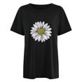 thumbnail image 4 of Hauts d'Été pour Femmes 2023 T-shirt à Manches Courtes Imprimé Petite Marguerite Col Rond Ample Blouse Pull, 4 of 5