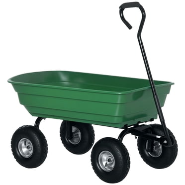 Outsunny Chariot de Jardin en Acier avec Poignée et Pneus Pneumatiques de 10 Pouces