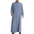 thumbnail image 1 of Styesk Jackets for Men Men's Muslim Robe Arab Middle Robe Long Style Long Sleeve Standing Neck Pocket Pullover Long Shirt Fashion Casual Robe, 1 of 8
