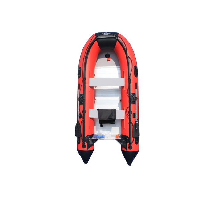 Boatify12.5ft Inflatable Boat Raft Fishing Dinghy Pontoon Boat kayaka with Aluminum Floor-Red