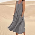 thumbnail image 2 of Timegard Robes d'Été pour Femmes Col Rond Ajusté Sans Manches Léger Décontracté Ample Robe avec Poches, 2 of 6