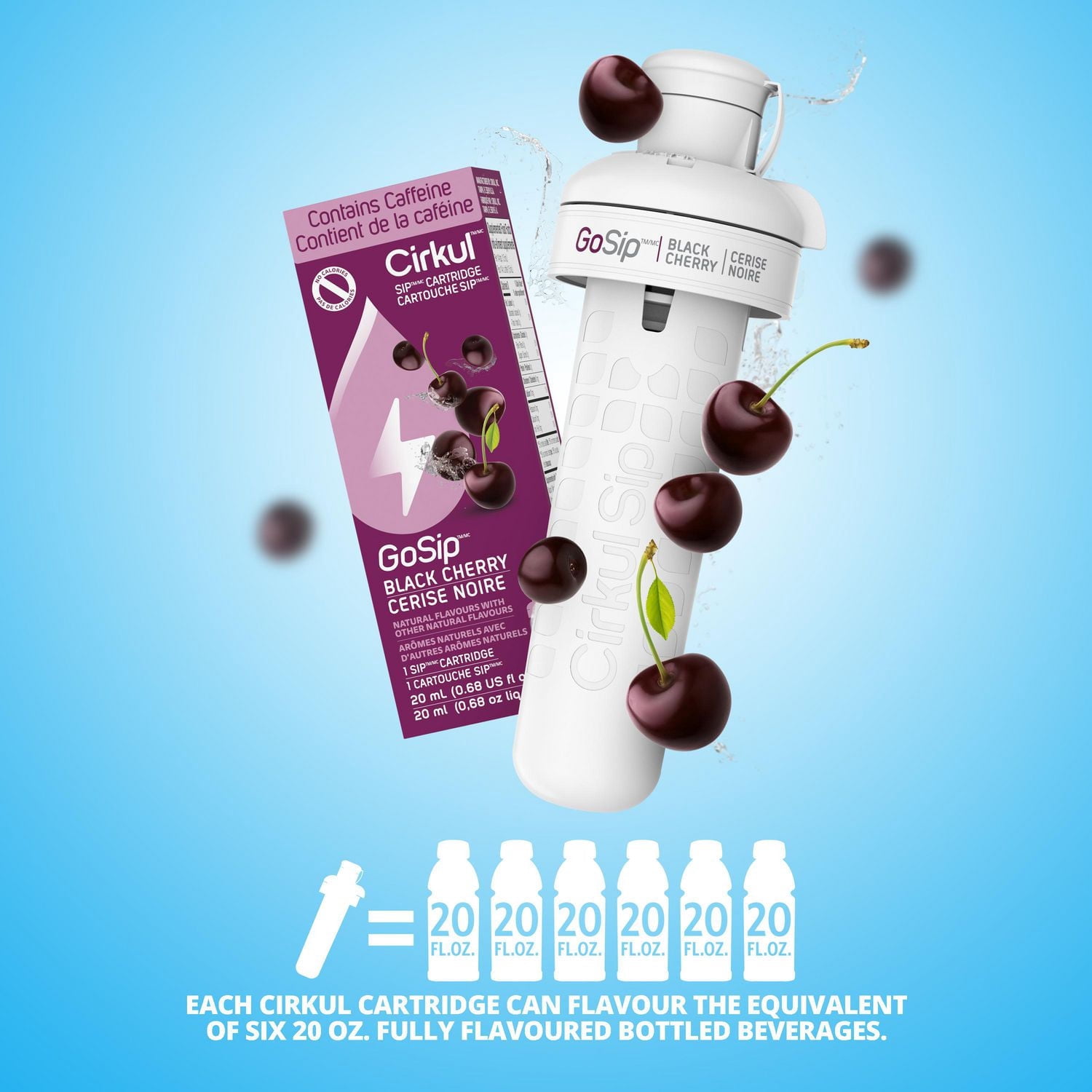 Cirkul GoSip Aromatisant d’eau à saveur de Cerise noire, paquet d’un cartouche