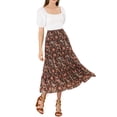 thumbnail image 2 of Unique Bargains Women's Floral Print Elastic Waist Ruffle Maxi Tiered Skirt, 2 of 6
