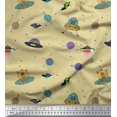 thumbnail image 1 of Soimoi Polyester Crepe Fabric Planet,Animal & Spaceship Cartoon Printed Fabric 1 Yard 52 Inch Wide, 1 of 3