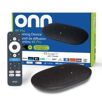 onn 4K Pro Streaming Device, Google TV with Gemini (NEW 2026 Model) - Ultra-fast Streaming, Stunning 4K UHD, 32GB Storage, 3GB RAM, Dolby Vision & Atmos, Find My Remote with Backlight, Ethernet Port