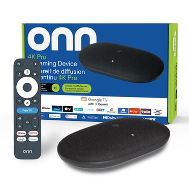 onn 4K Pro Streaming Device, Google TV with Gemini (NEW 2026 Model) - Ultra-fast Streaming, Stunning 4K UHD, 32GB Storage, 3GB RAM, Dolby Vision & Atmos, Find My Remote with Backlight, Ethernet Port