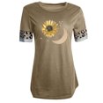 thumbnail image 5 of Women Sunflower Moon Leopard Print Stitching O-Neck Short Sleeve Tops, 5 of 5